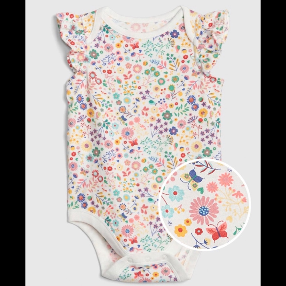 GAP Baby Print Flutter Bodysuit ivory frost floral